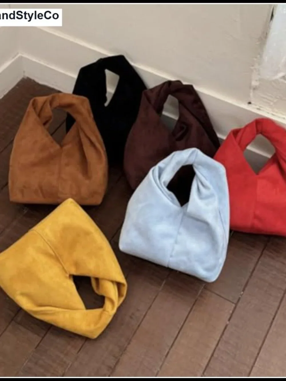 Suede Slouchy Tote Bag Women Crossbody Shoulder Pleated Hobo Handbag